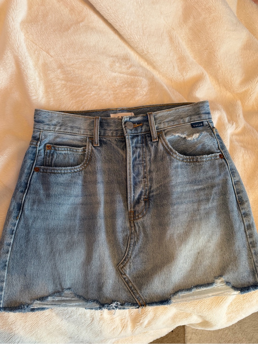 Light blue denim skirt